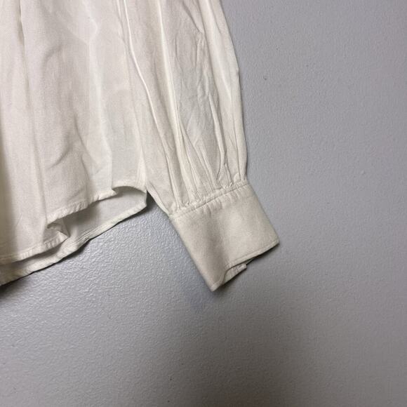NWT Rebecca Taylor Long Sleeve Twill Blouse Sz S White - Picture 5 of 16